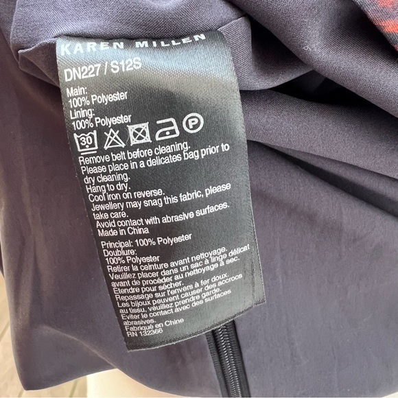 Karen Millen Black & Multicolor Abstract Floral Print Sheath Dress Sz 4 - Picture 6 of 16